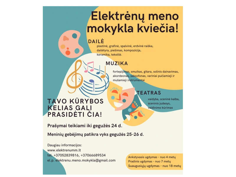 Kviečiame mokytis Elektrėnų meno mokykloje